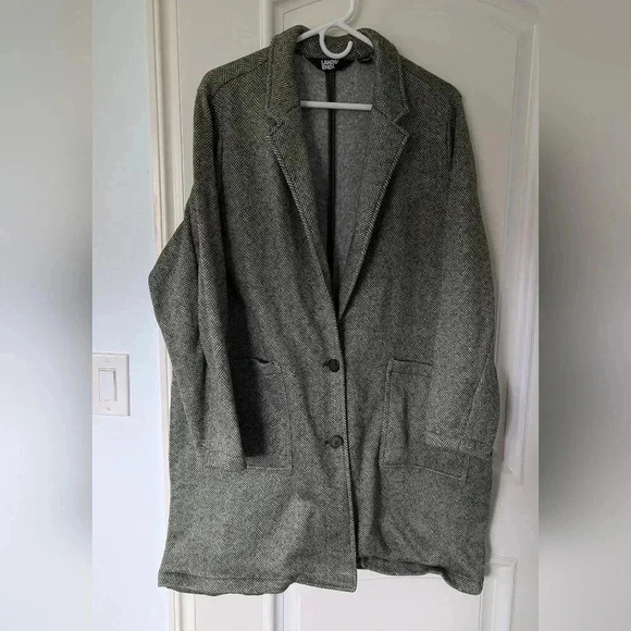 Green and White Herringbone Blazer Jacket Land's End Size 2X - Picture 6 of 7